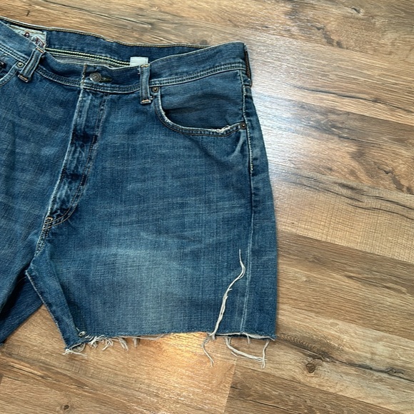 AMBERCROBI MENS 5-POCKETS BAGGY VINTAGE SHORT JEANS BLUE Sz W36 - Picture 4 of 14